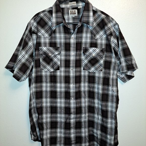 Ely Cattleman Other - Men's Ely Cattleman Short Sleeve Plaid Western Pearl Snap Shirt XLTALL